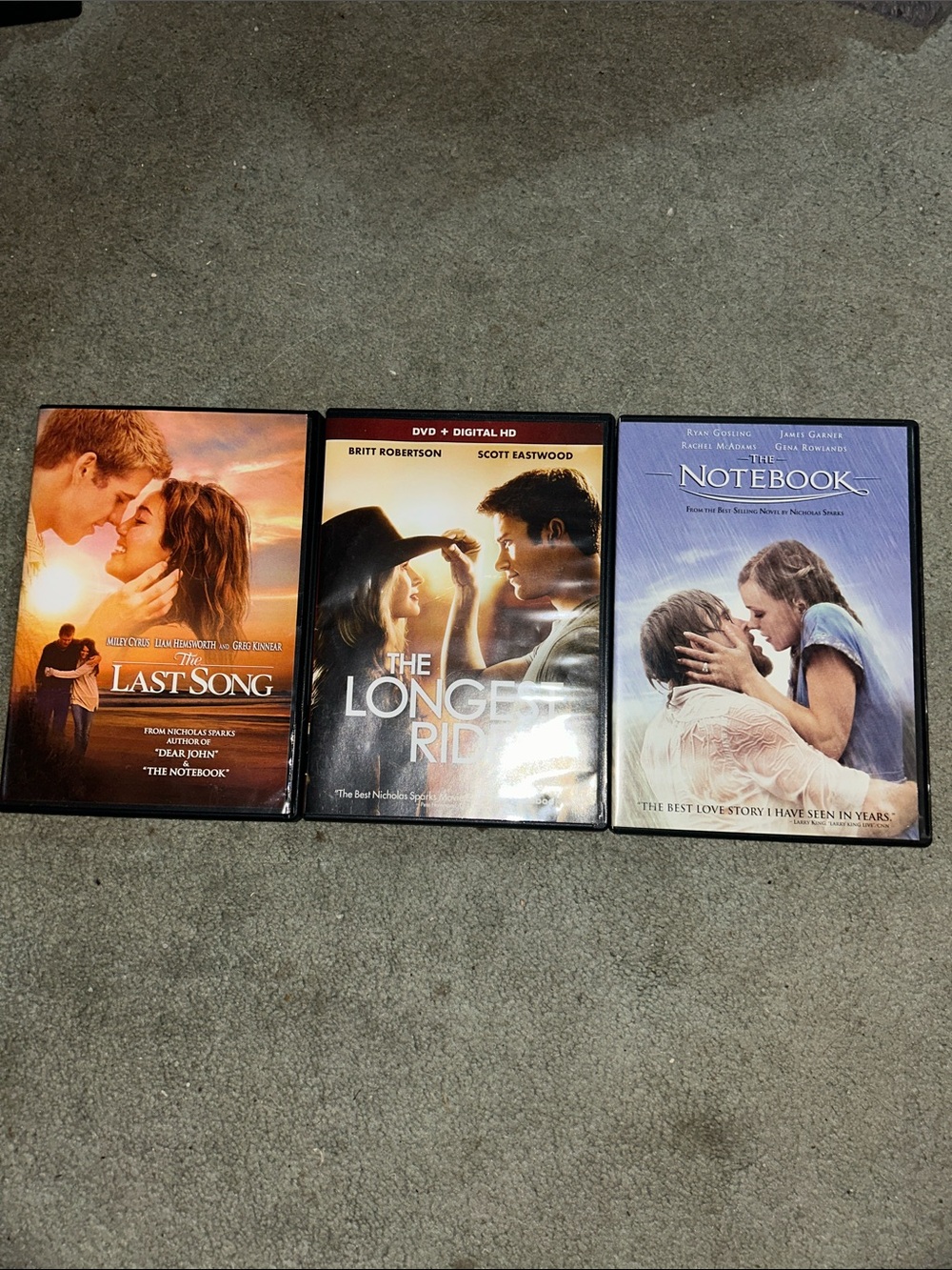 Nicholas Sparks DVD lot - The Last Song, The Notebook, The Longest Ride